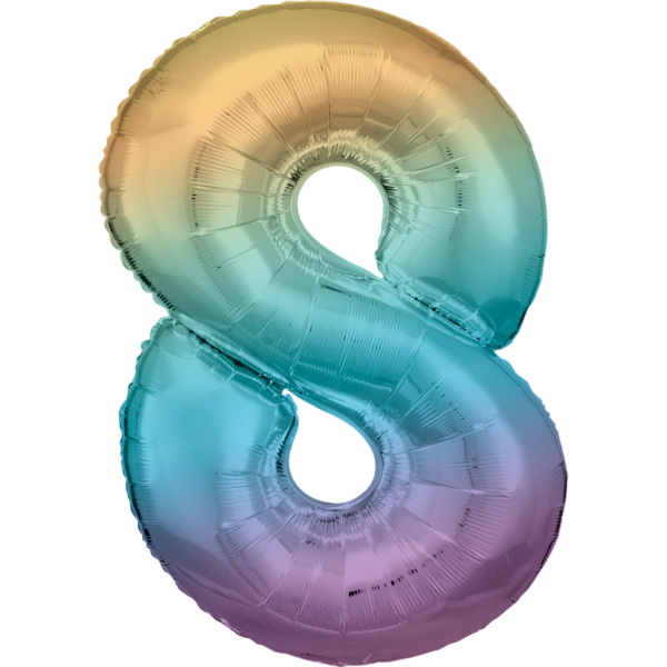 Large Number 8 Pastel Rainbow